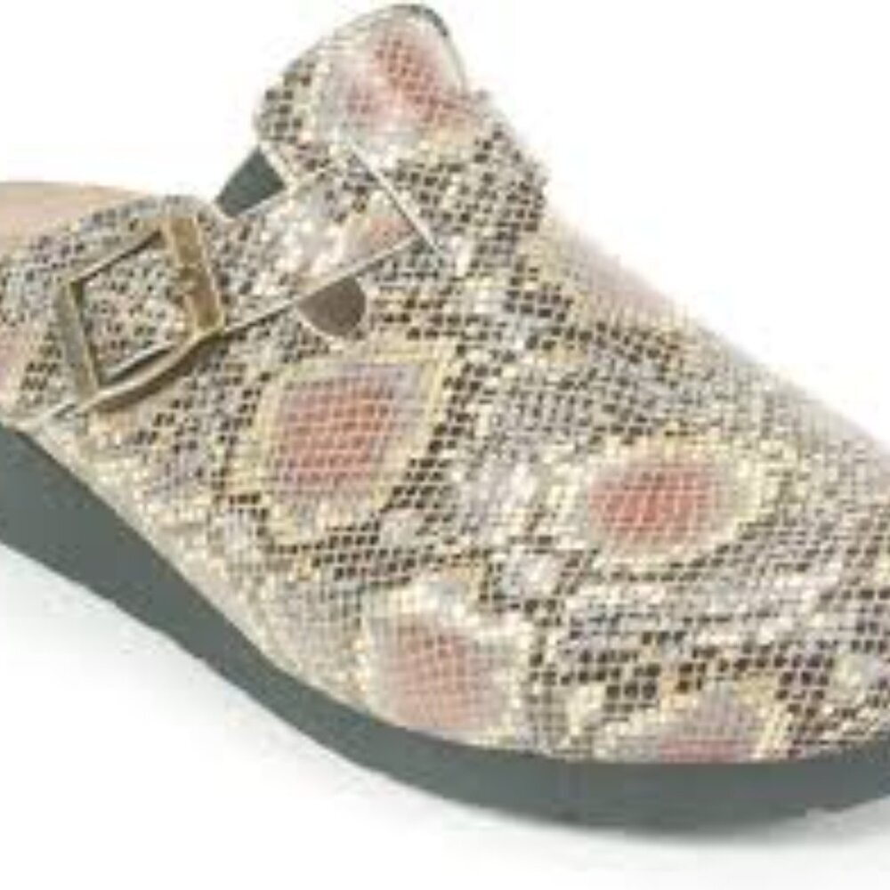 Naot Autumn Golden Python Leather Slide Mules Women's Size 37/6